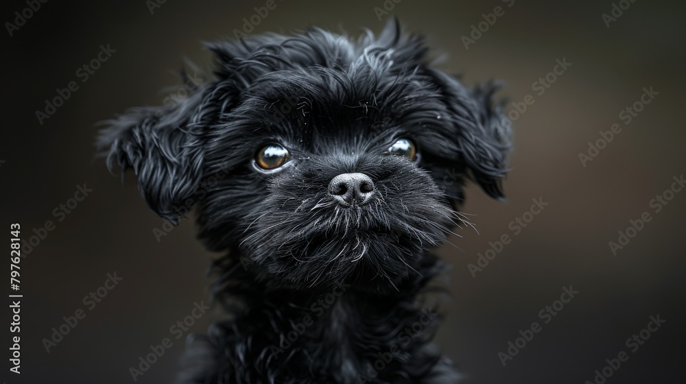A black dog with a black nose and brown eyes A black dog with a black nose and brown eyes