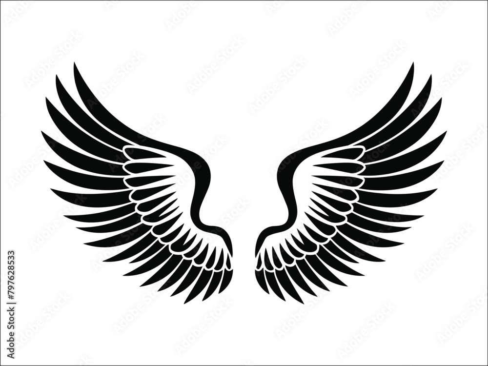 Pair of spread out eagle bird or angel wings Pair of spread out eagle bird or angel wings