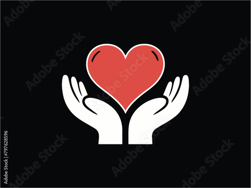 Heart in palms flat vector icon. Human flat vector icon