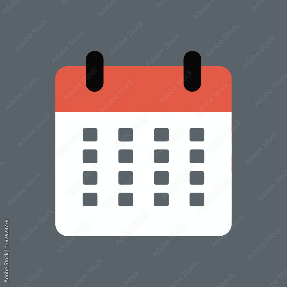 Calendar flat vector icon on a gray background Calendar flat vector icon on a gray background