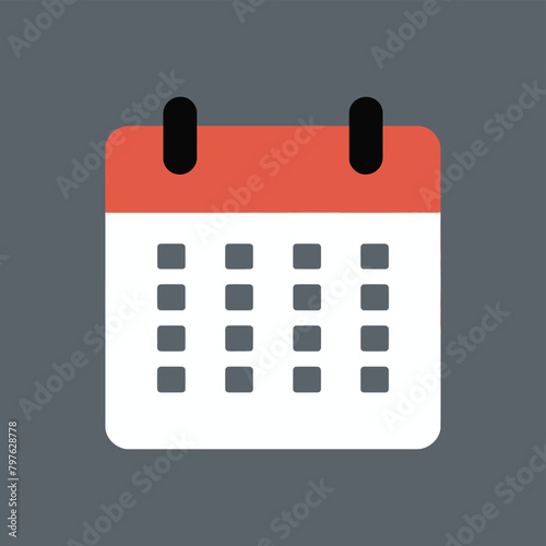 Calendar flat vector icon on a gray background