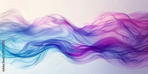 Vibrant blue, purple, and pink smoke wave on white background