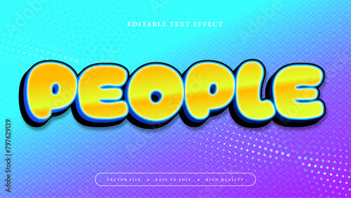 Yellow blue and purple violet people 3d editable text effect - font style