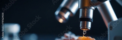 medical laboratory, scientist hands using microscope for chemistry ,biology test samples,examining liquid,Doctor equipment,Scientific and healthcare research background. photo