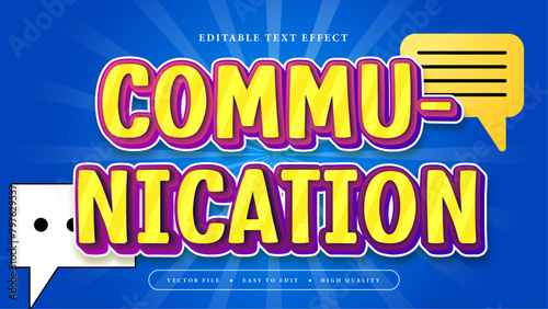 Yellow blue and purple violet communication 3d editable text effect - font style