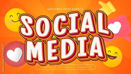 Orange white and red social media 3d editable text effect - font style photo