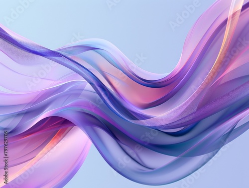 Flowing blue, pink, and purple fabric in air