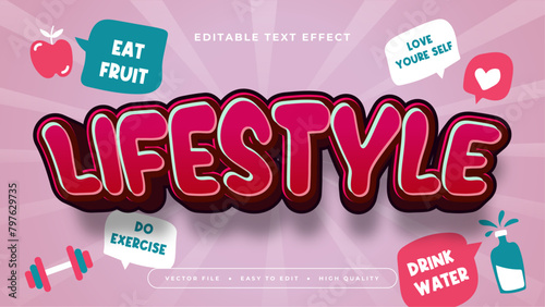 Pink white and blue lifestyle 3d editable text effect - font style