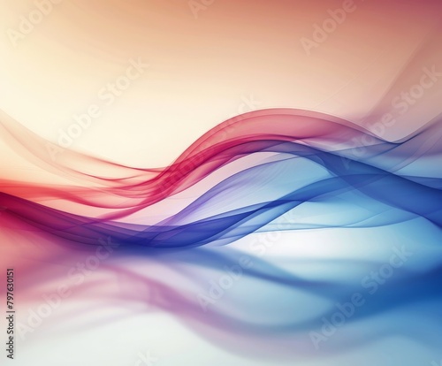 Blue and red wave of smoke on white background
