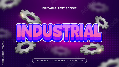 Blue gray grey and purple violet industrial 3d editable text effect - font style