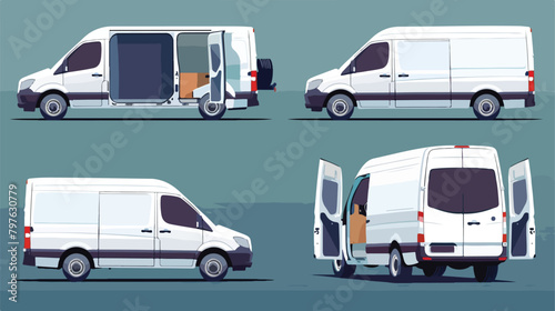 Compact cargo van set. argo van with side and background vi photo