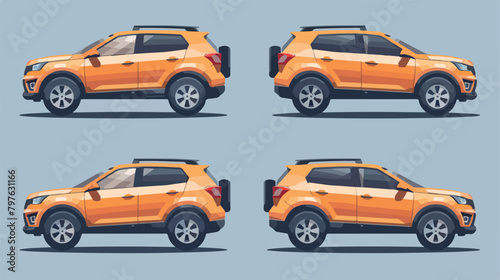 Compact CUV car set isolated. Car CUV with side view photo