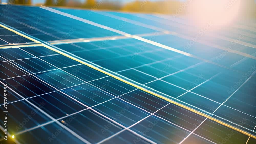 Closeup of a solar panel installation on the roof of the corporations headquarters symbolizing their transition to renewable energy sources. .