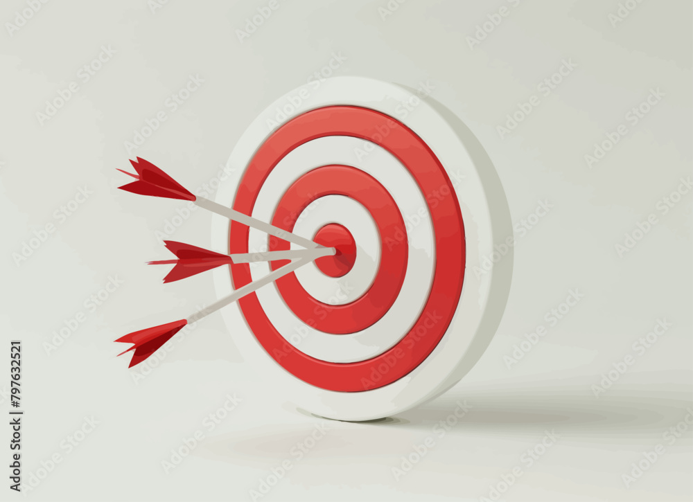 a red and white target with an arrow in it