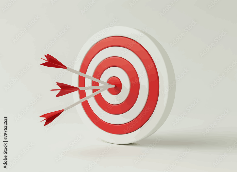 a red and white target with an arrow in it a red and white target with an arrow in it