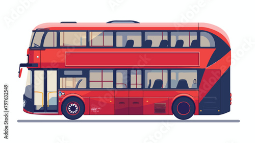 Double-decker excursion bus isolated. Bus with front