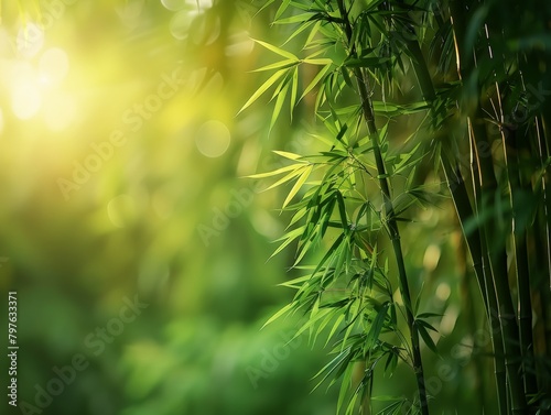 Close up of bamboo plant with sun background