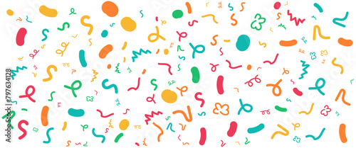 Wallpaper Mural Colorful hand drawn style shapes abstract fun line doodle banner. Vector illustration for banner, background, pattern, brochure, cover, template, decoration, ads, prints, branding design Torontodigital.ca