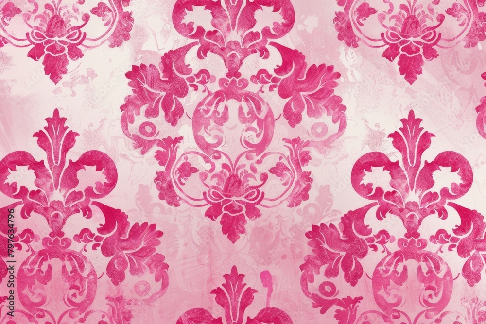 A romantic pink floral damask pattern that exudes femininity and elegance for stylish interiors and backgrounds.