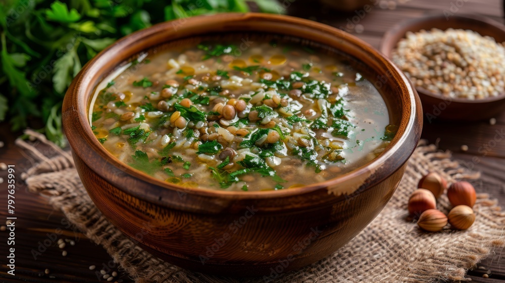 Lentil soup with arishtoi (vospapur with arishtoi). Lentil soup with arishtoi (vospapur with arishtoi).