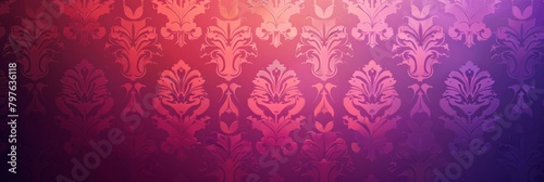 A textured background with fuchsia damask patterns creates a vintage charm for creative use.