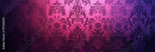 A textured background with fuchsia damask patterns creates a vintage charm for creative use.