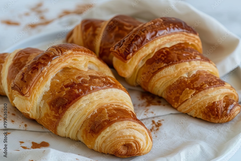 Two Croissants: Traditional French Pastry with a Soft Dough Twist