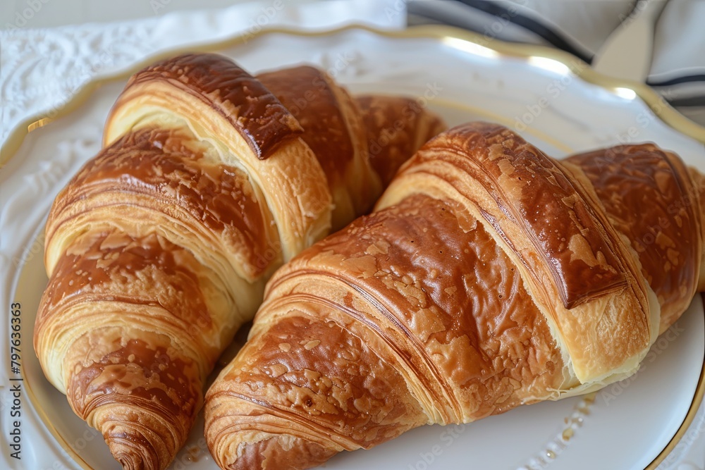 Scrumptious Butter Twist: French Pastry Delight - Two Croissants for a Genuine Breakfast Treat