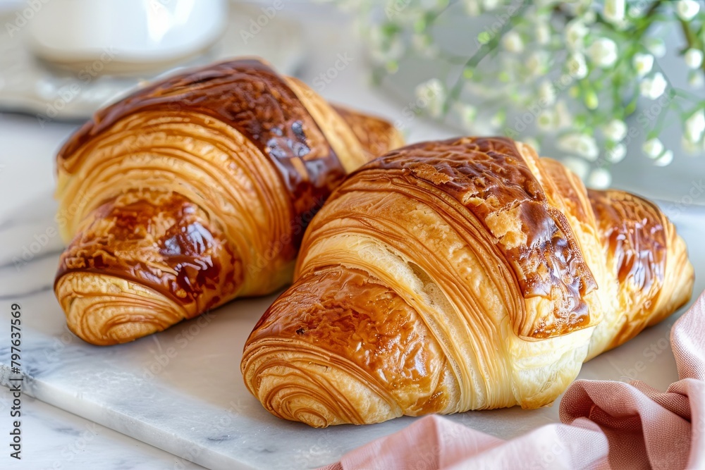 Delicious French Croissants in Soft Focus Photography: Capturing the Homemade Essence of Crusty Brunch Pastries Delicious French Croissants in Soft Focus Photography: Capturing the Homemade Essence of Crusty Brunch Pastries