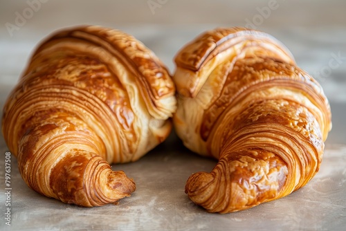 Golden Crust Delight: Two Croissants Blending Tradition with Rustic Charm