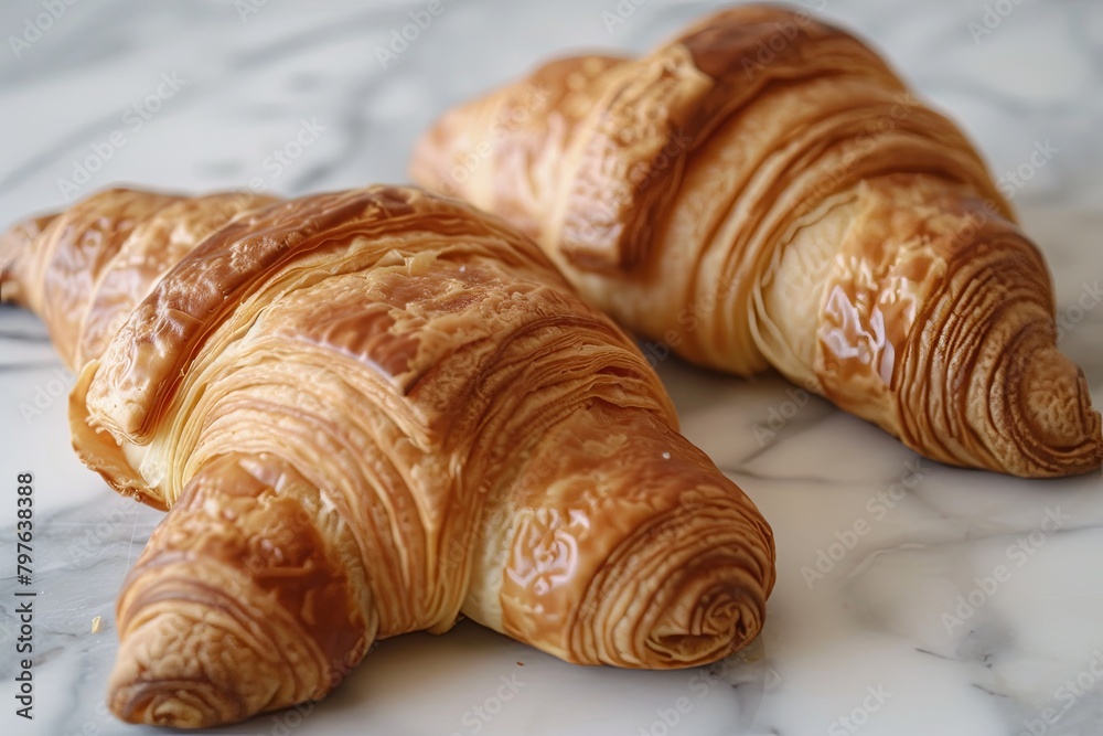 Delicious Duo: Natural Light Captured Image of Homemade Croissants with Fresh Crusty Edge