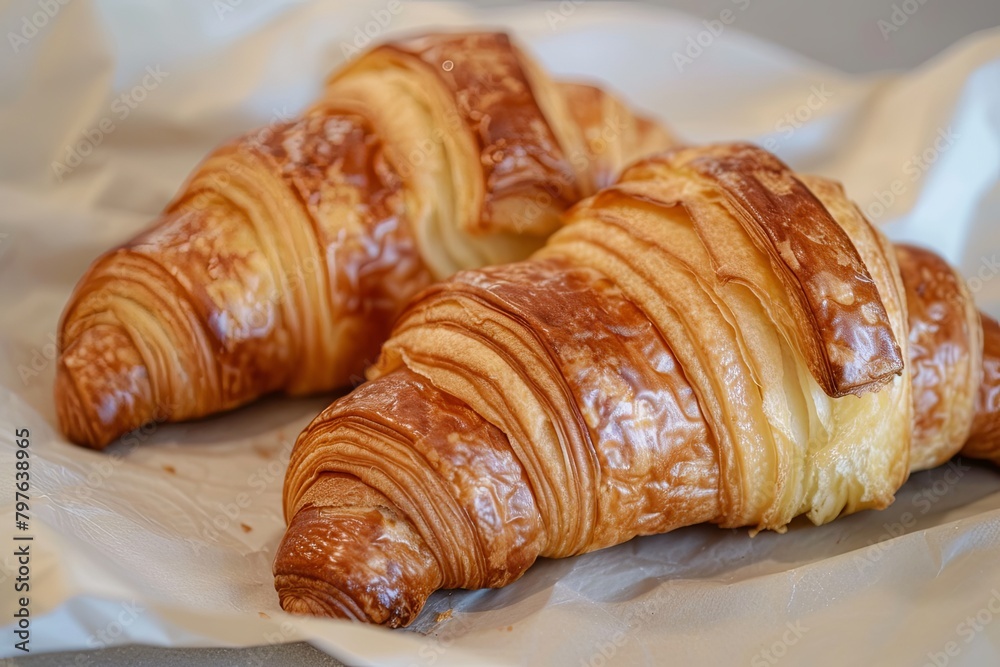 Golden Croissants: A Duo of Delightful Bakery Art Golden Croissants: A Duo of Delightful Bakery Art