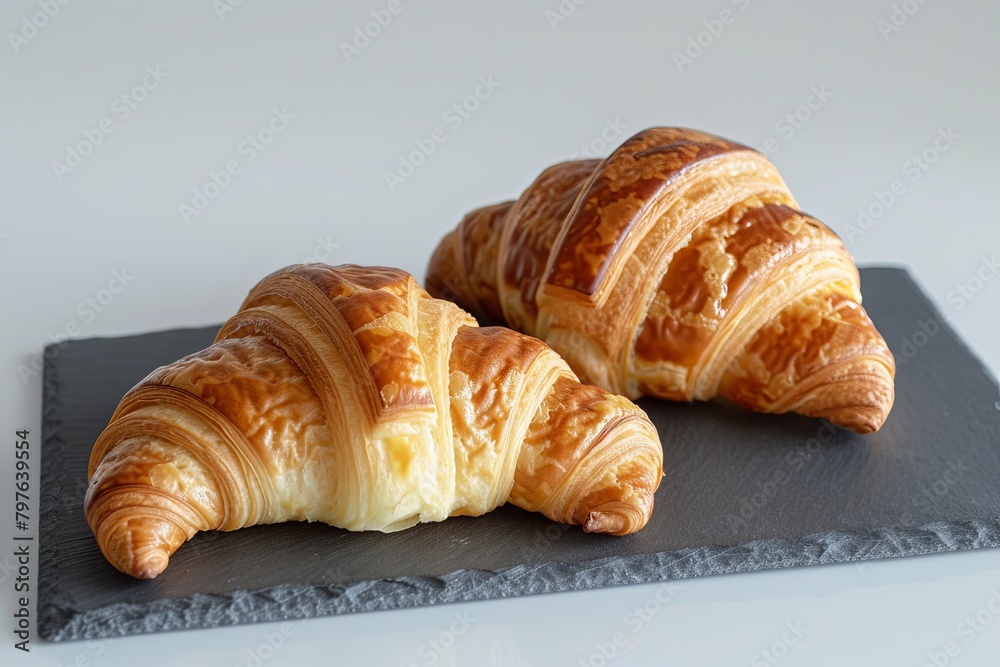 French Delights: Two Croissants on Slate, a Feast for the Eyes French Delights: Two Croissants on Slate, a Feast for the Eyes