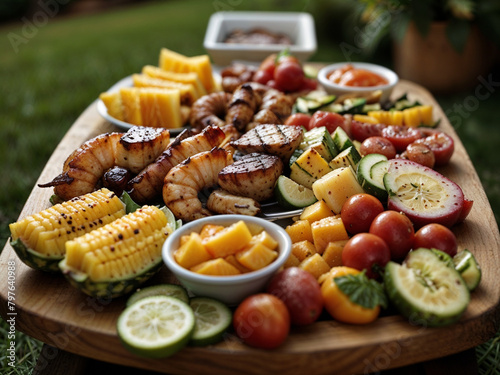 Sunny backyard BBQ parties in summer. Grilling and sharing delicious meals.
