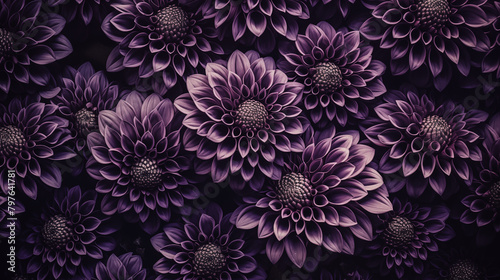 A close up of purple flowers with a dark background