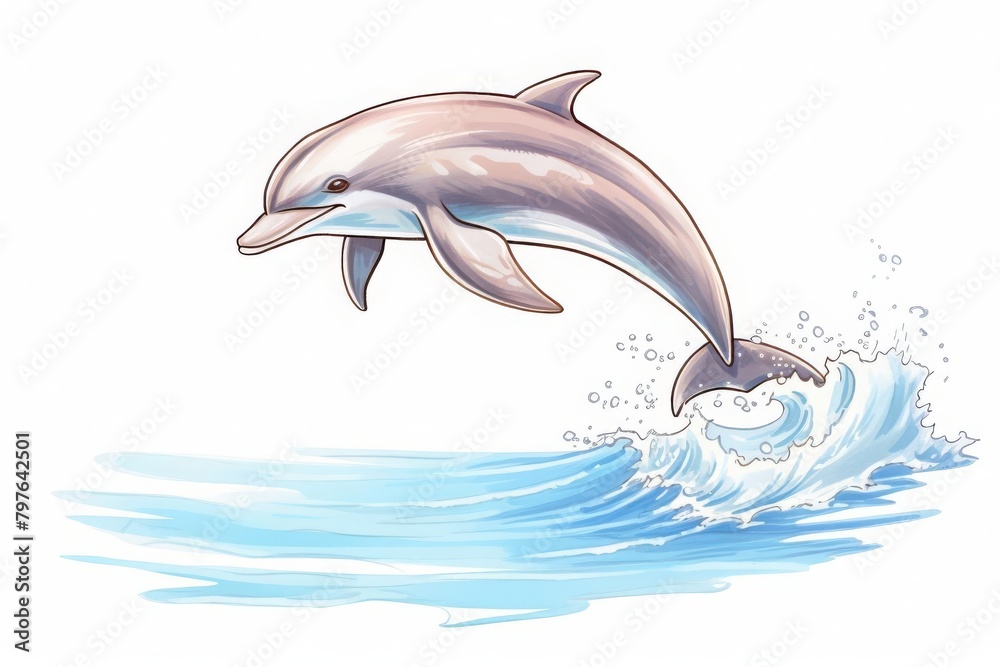 Obraz premium silver dolphin jumping waves