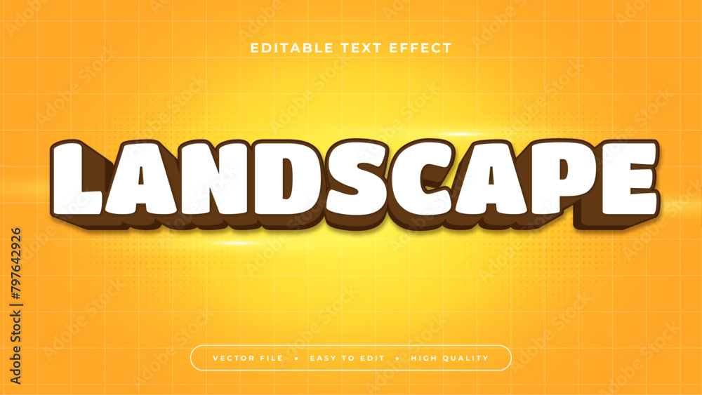 Yellow white and brown landscape 3d editable text effect - font style