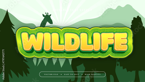 Orange yellow and green wildlife 3d editable text effect - font style