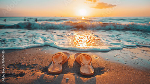 sandals on the beach photo