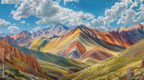 Vinikunka Valley with Rainbow mountains. photo