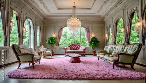 view of the oval office with pink shag carpet  photo