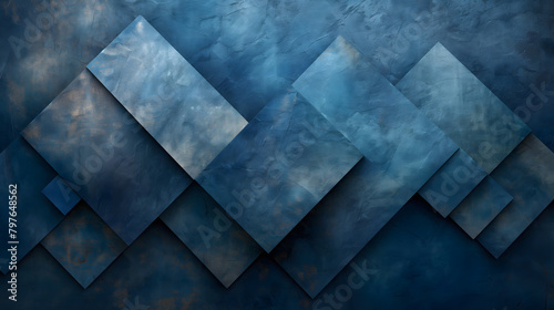 Digital vintage painting Abstract geometric blue