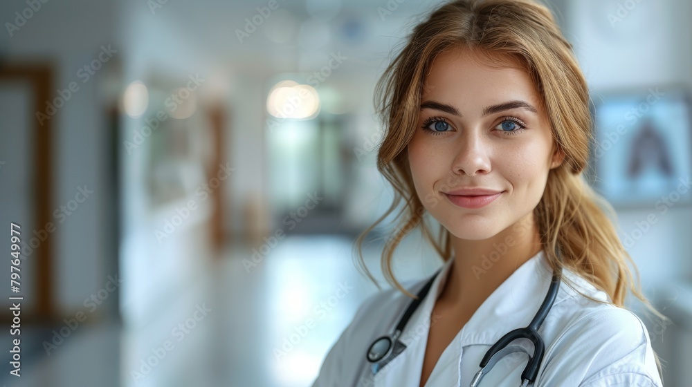 Woman in White Lab Coat Posing for Picture. Generative AI