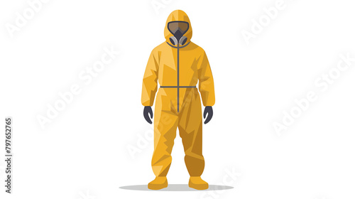 Yellow hazmat suit, vector illustration on white background, flat design. Radioactive contamination