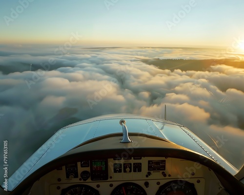 Fog sharpening to precision in a pilot's early morning flight, navigational focus with geometric