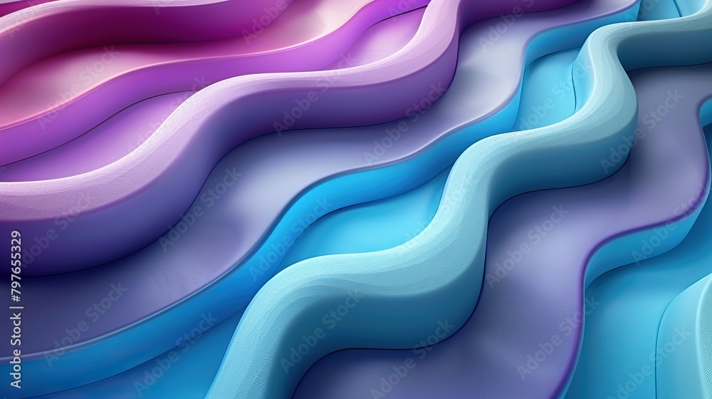 A three-dimensional rendering of a series of blue and purple sine waves. A three-dimensional rendering of a series of blue and purple sine waves.