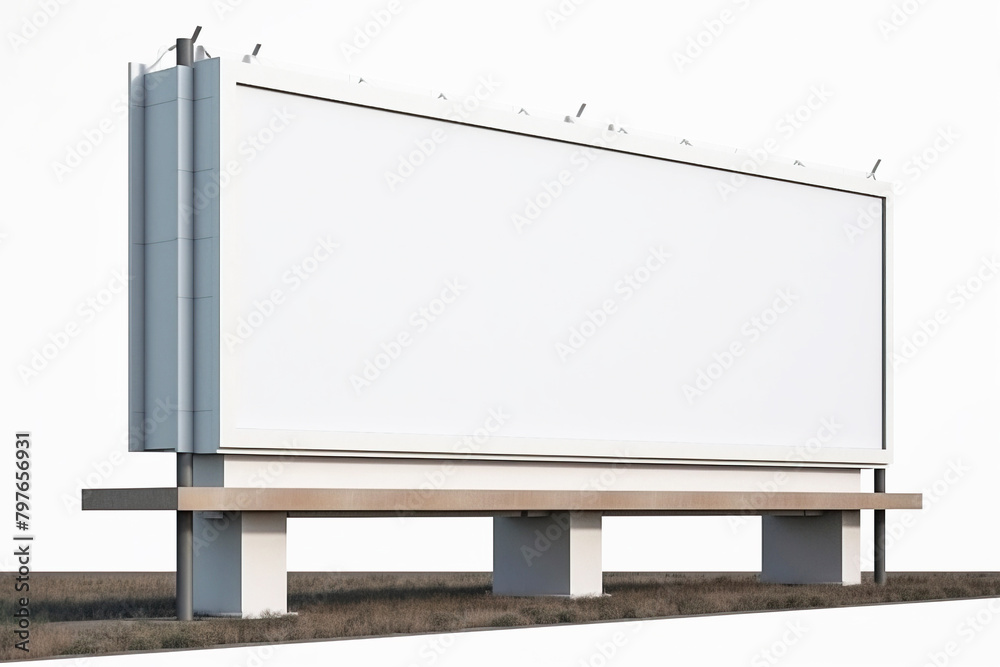 Obraz premium Empty layout advertising billboard on the city street, white background, isolate. AI generated.