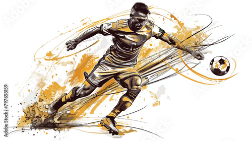 Vector illustration of football soccer player in acti photo