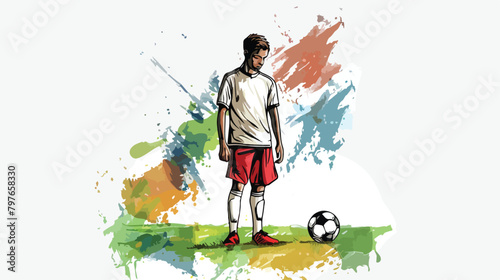 Vector illustration of football soccer player standin photo