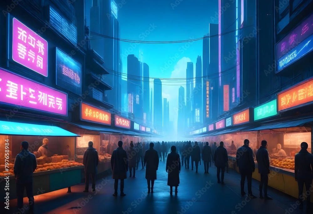 An 8k image of a cyberpunk street market with neon (14)